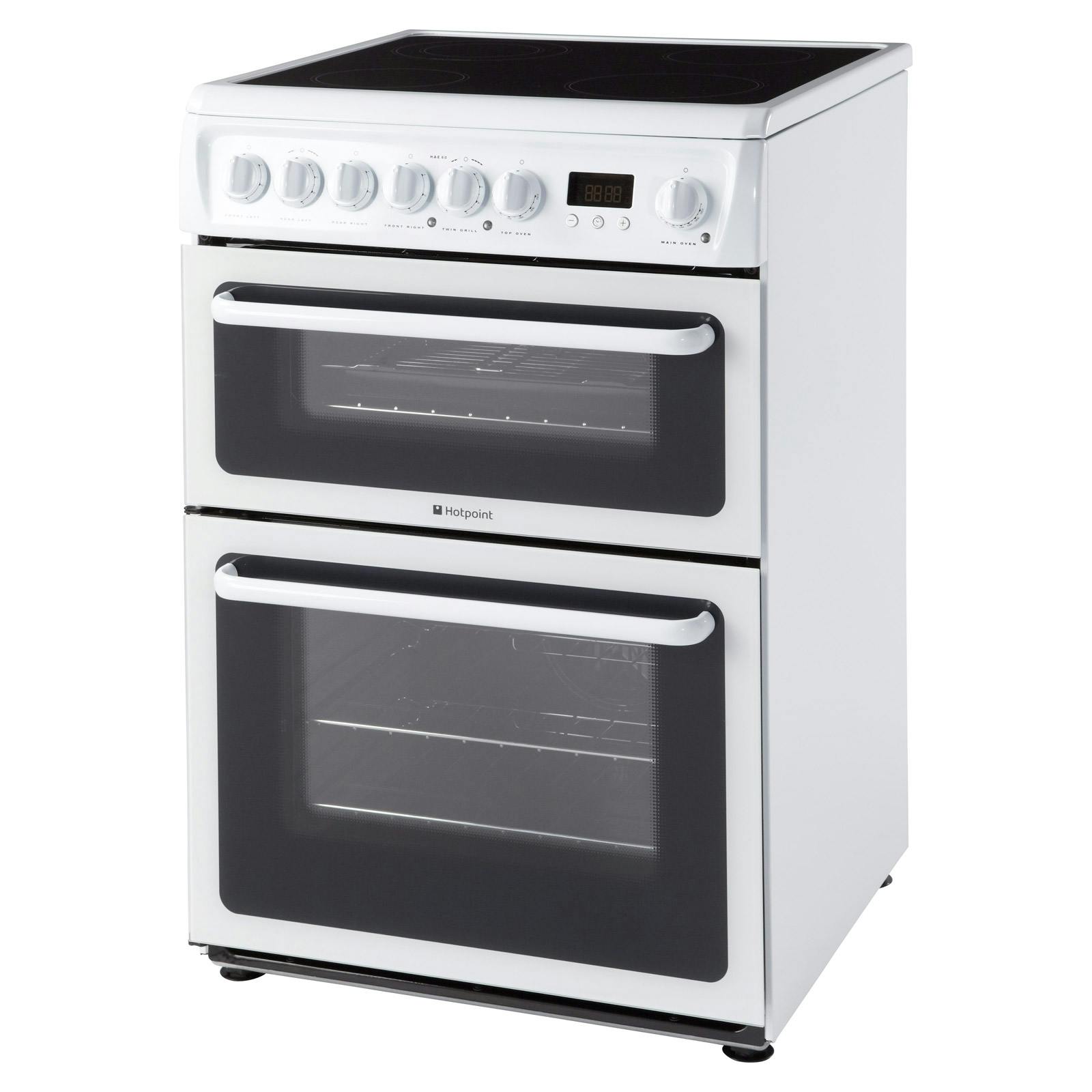 Hotpoint HAE60PS 60cm Electric Cooker in White, Ceramic Hob Double Oven