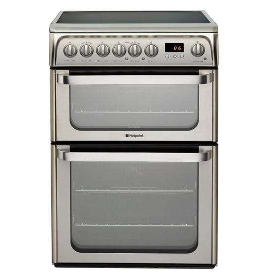 Hotpoint Hue61xs 60cm Ultima Electric Cooker In Ststeel Double Oven 2567